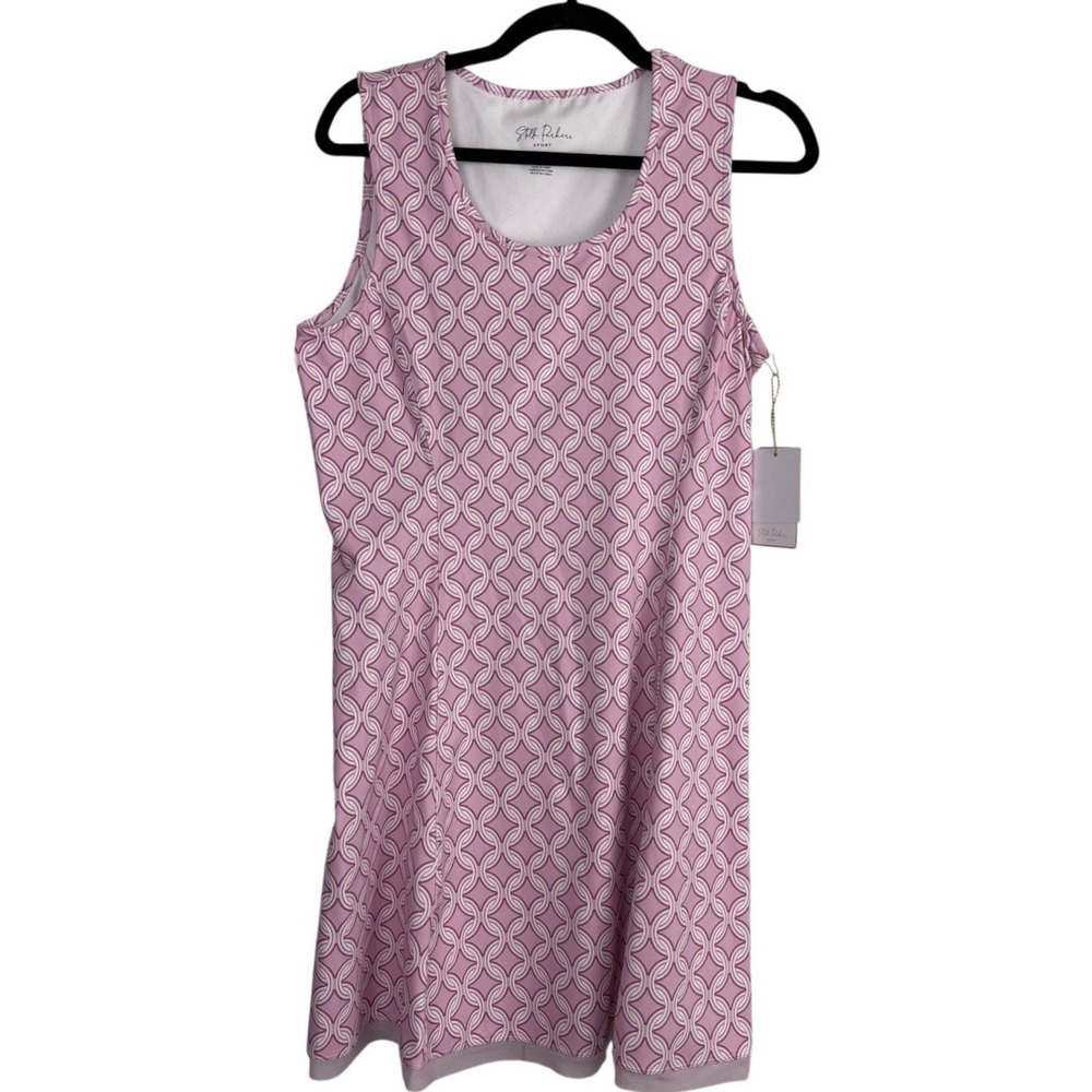 Stella Parker Sport Pink Geo Performance Tennis Dress Preppy Country Club Medium
